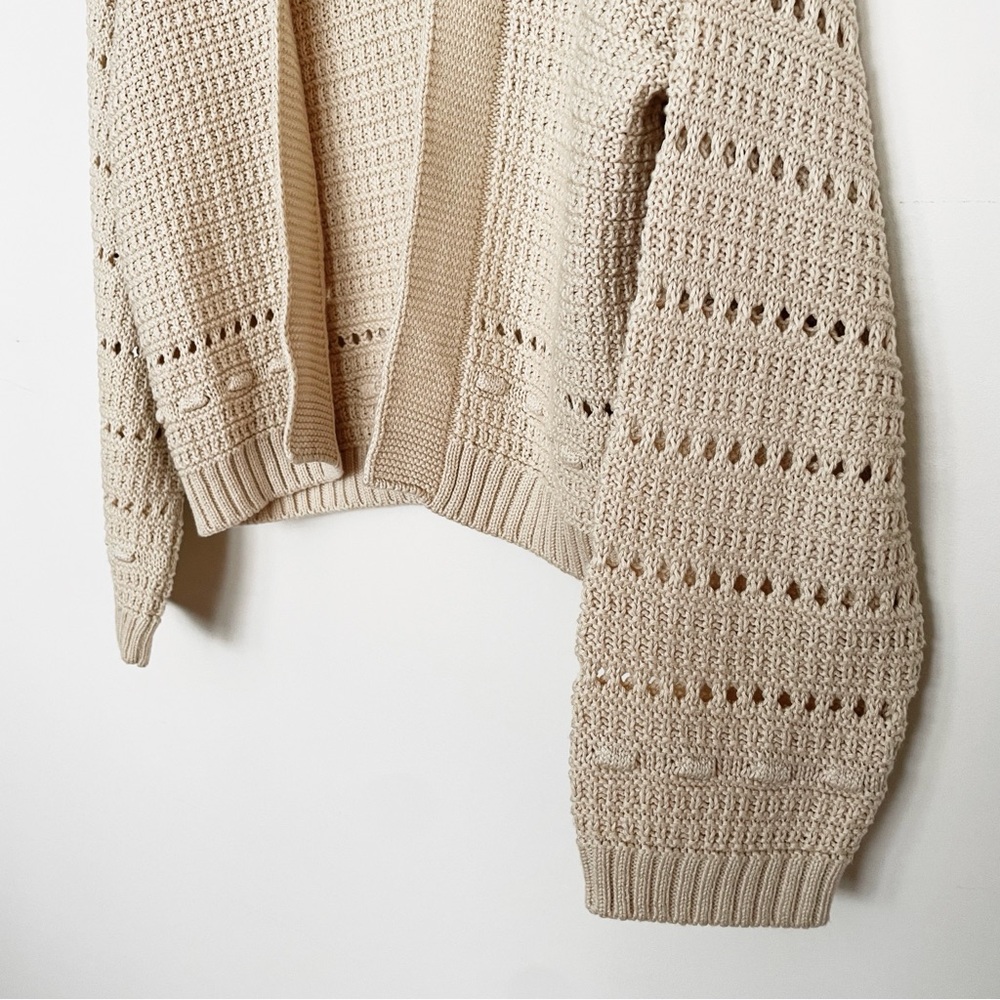 ASOS Design Crochet Stitch Cropped Open Cardigan in Cream Cotton Size 6 - Picture 6 of 8